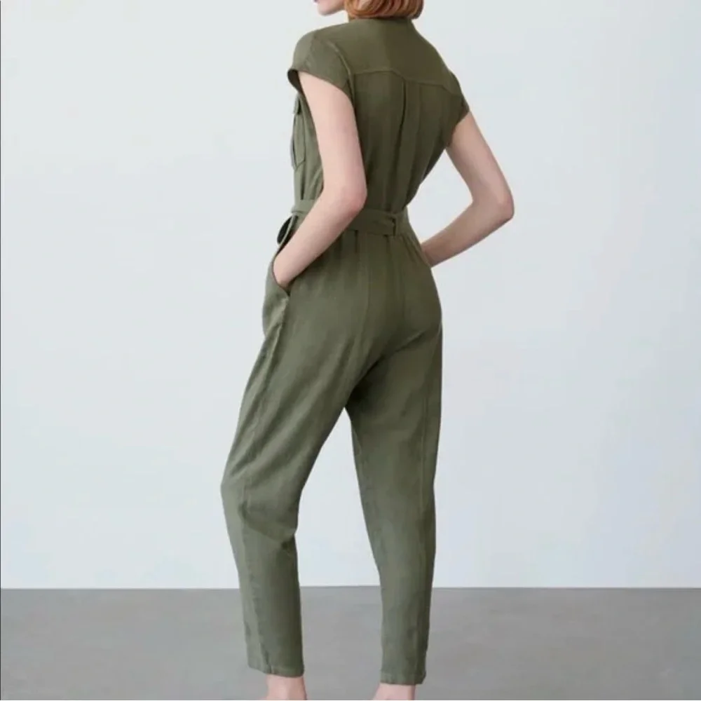 Zara Linen belted jumpsuit